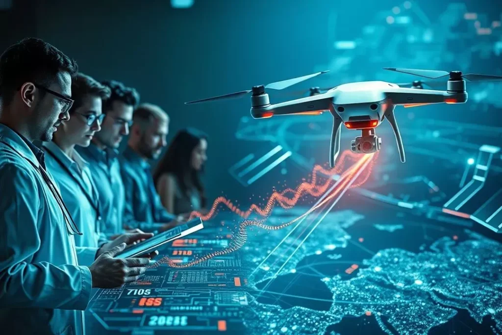 Representação visual de IA em carreiras e no setor militar