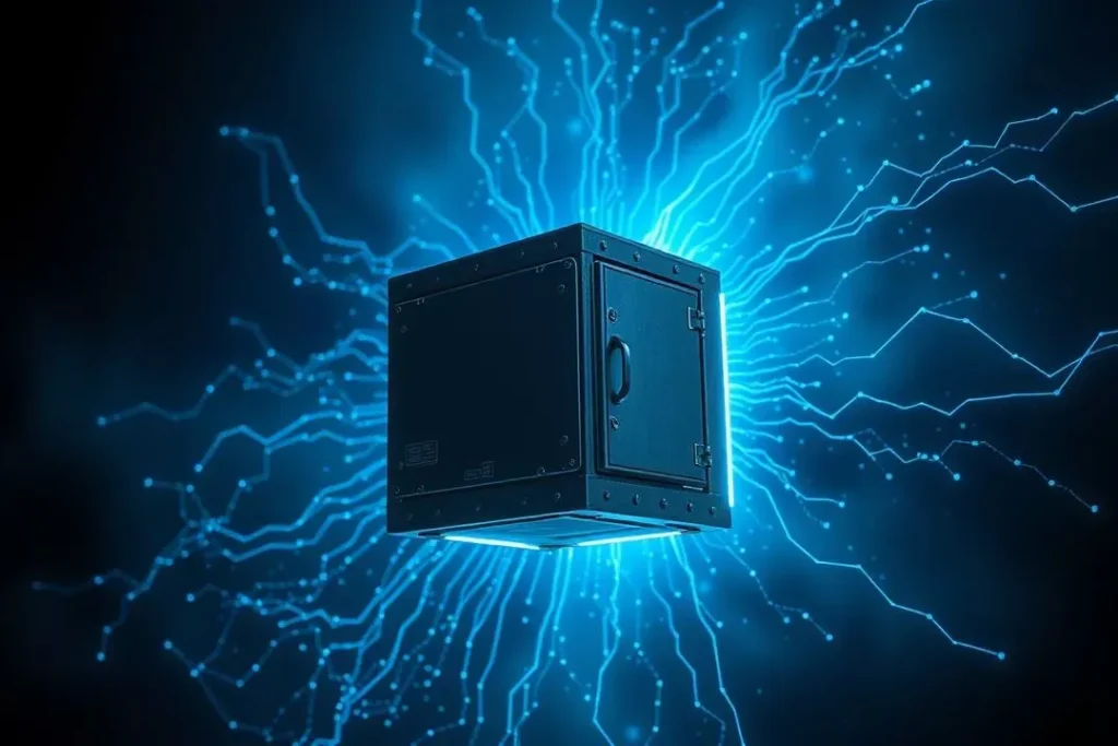 Cofre digital na nuvem simbolizando a importância do arquiteto de soluções e do especialista em segurança para a IA.